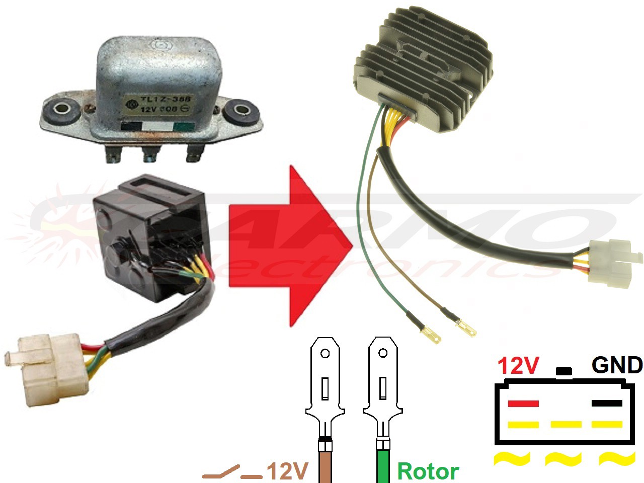 CARR241 - Honda CB MOSFET Regulador de voltaje rectificador rotor1 - Haga click en la imagen para cerrar