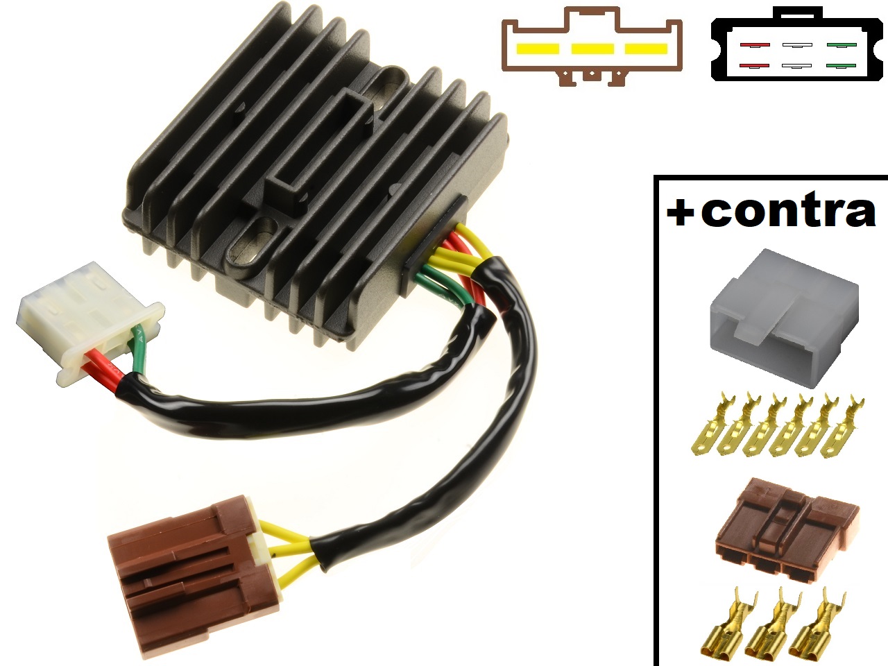 CARR971 - Aprilia RSV1000 Mille Tuono Caponord Futura SL1000 Falco MOSFET Rectificador de regulador de voltaje + contraconectore - Haga click en la imagen para cerrar