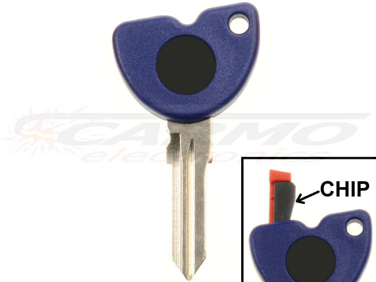 Piaggio/Vespa/Gilera chip key + chip (PIA-1B004020, PIA-573960) - Haga click en la imagen para cerrar